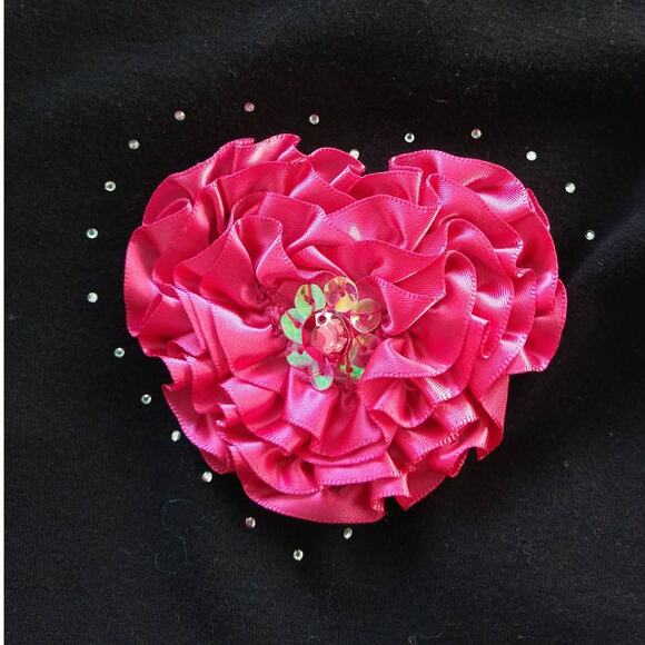 Bonnie Jean Party Dress Ruffles Short Sleeves Rhinestones Sequins Pink Black 4T - Picture 2 of 6